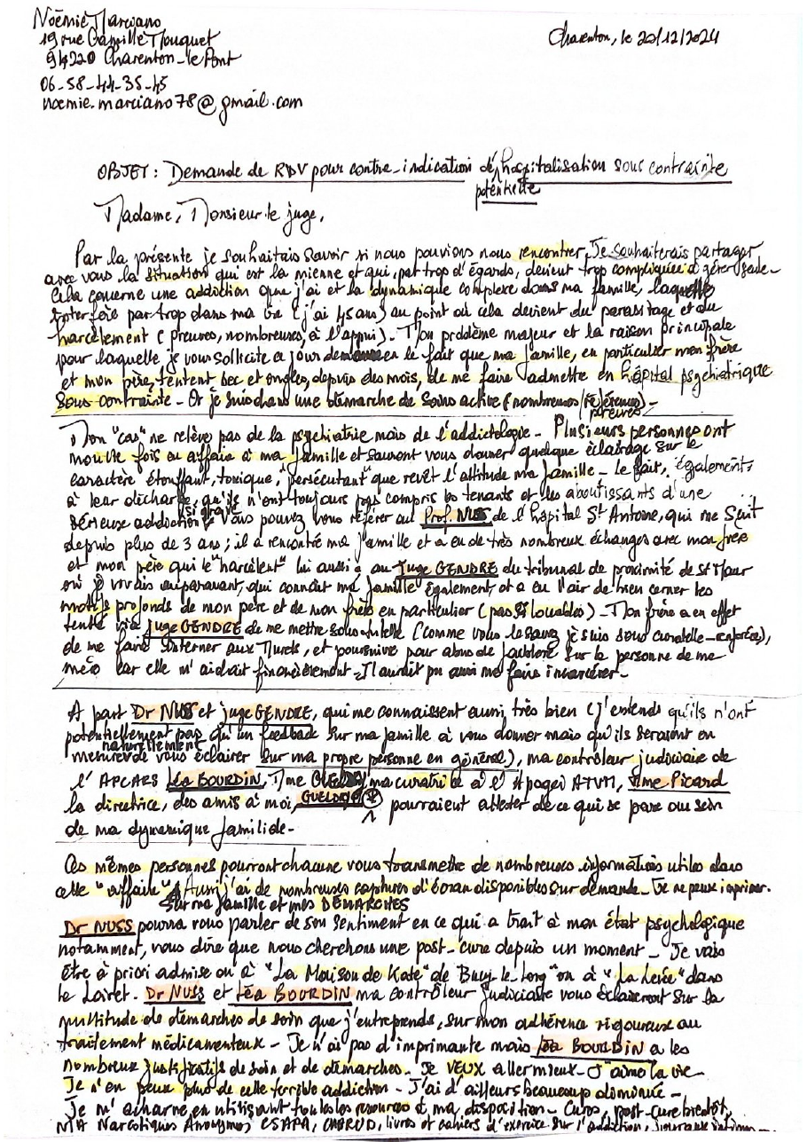 Lettre au Juge des Tutelles de Charenton — 2024