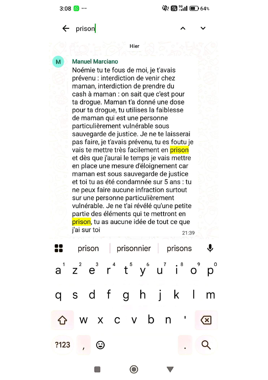 Message de menace du 9 mai 2026