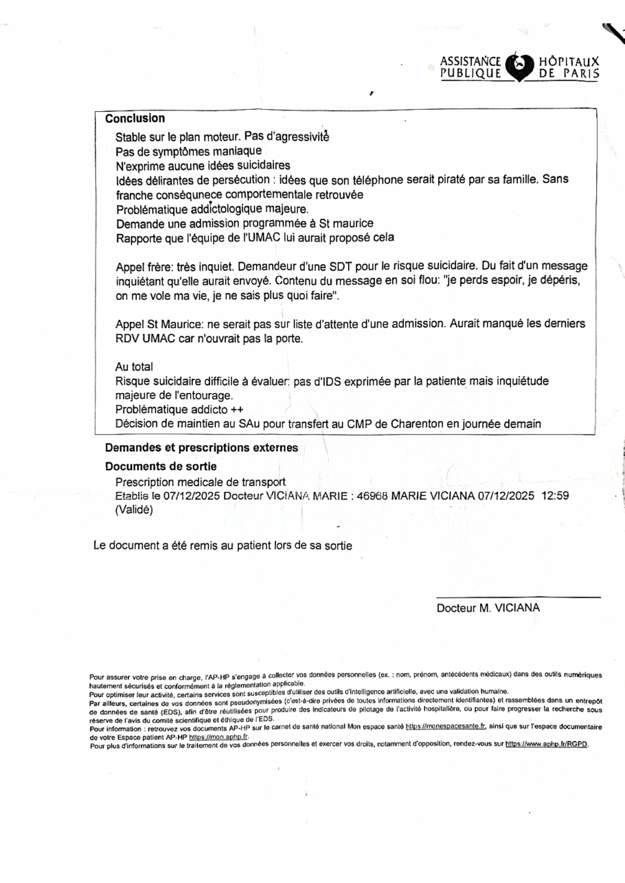Lettre Hôpital Henri Mondor — instrumentalisation médicale